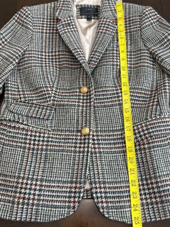 J. Crew Schoolboy Blazer in Houndstooth Tweed 100% Wool Size 8 - Picture 9 of 12